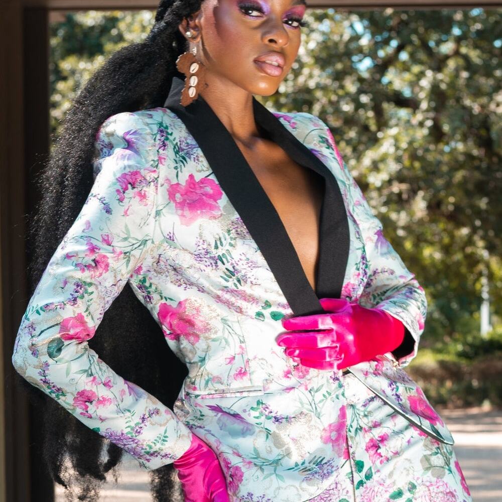 Layo G. XL Rose Fields Floral 2 Piece Matching Suit Set Blazer/Pants Art to Wear